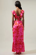 Load image into Gallery viewer, Gisele Floral Cut Out Mermaid Maxi Dress - Red/Pink