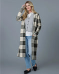 Load image into Gallery viewer, Hadley Buffalo Check Sweater Jacket - Dark Green/Cream