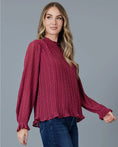 Load image into Gallery viewer, Holly Pleated Ruffle Top - Wine