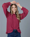 Load image into Gallery viewer, Holly Pleated Ruffle Top - Wine
