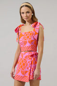Load image into Gallery viewer, Jaclyn Retro Geo Crop Top - Orange/Magenta
