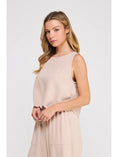 Load image into Gallery viewer, Jinny Scallop Linen Blend Tank Top - Almond