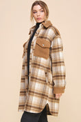 Load image into Gallery viewer, Jordyn Long Flannel Plaid Shirt Jacket - Navy Cream/Brown Cream