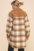Load image into Gallery viewer, Jordyn Long Flannel Plaid Shirt Jacket - Navy Cream/Brown Cream