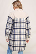 Load image into Gallery viewer, Jordyn Long Flannel Plaid Shirt Jacket - Navy Cream/Brown Cream