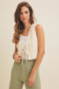 Load image into Gallery viewer, Katelyn Embroidered Front Tie Vest - Cream
