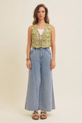 Load image into Gallery viewer, Elegant Katelyn Embroidered Front Tie Vest with delicate abstract embroidery and front ties in matcha green, perfect for layering over a tank for a fun, comfortable look.