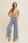 Load image into Gallery viewer, Chic Katelyn Embroidered Front Tie Vest in matcha green, featuring abstract embroidery and front ribbon ties, ideal for adding a unique touch to any outfit.