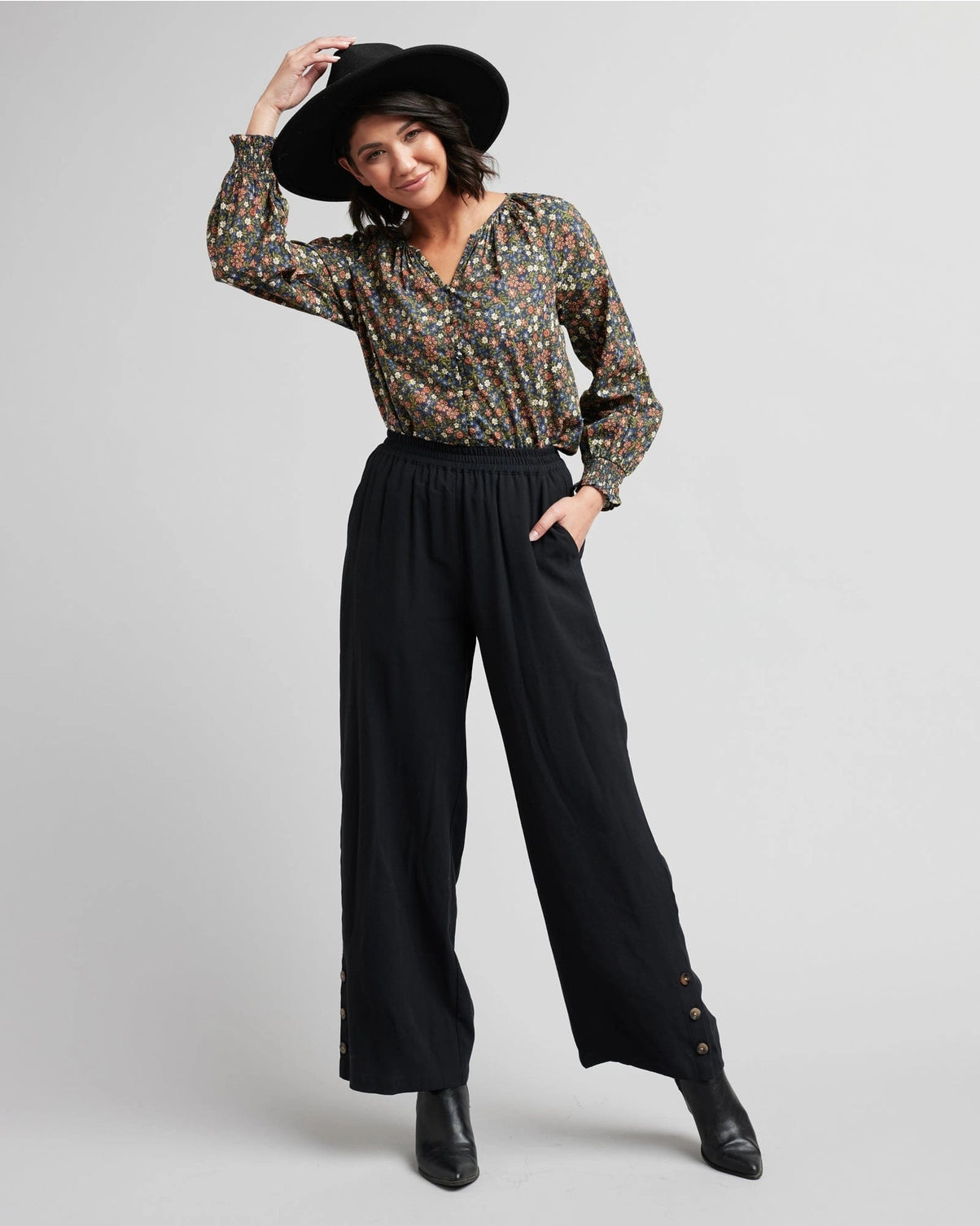 Keaton Wide Leg Pants - Black
