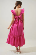 Load image into Gallery viewer, Lia Poplin Tie Back Midi Dress - Fuchsia