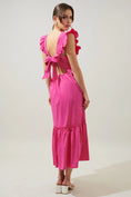 Load image into Gallery viewer, Lia Poplin Tie Back Midi Dress - Fuchsia