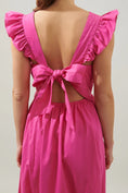 Load image into Gallery viewer, Lia Poplin Tie Back Midi Dress - Fuchsia