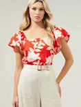Load image into Gallery viewer, Lilo Tropics Flutter Sleeve Top - Red/Orange/White