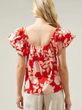 Load image into Gallery viewer, Lilo Tropics Flutter Sleeve Top - Red/Orange/White