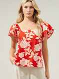 Load image into Gallery viewer, Lilo Tropics Flutter Sleeve Top - Red/Orange/White