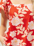 Load image into Gallery viewer, Lilo Tropics Flutter Sleeve Top - Red/Orange/White