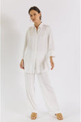 Load image into Gallery viewer, Madison Satin Tencel Boyfriend Shirt - White/Midnight/Black