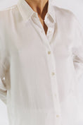 Load image into Gallery viewer, Madison Satin Tencel Boyfriend Shirt - White/Midnight/Black