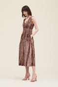 Load image into Gallery viewer, Meryl Smocked Velvet V-Neck Dress - Bark