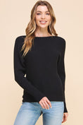 Load image into Gallery viewer, Mia Soft Ribbed Pullover Dolman Sweater - Black