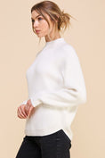 Load image into Gallery viewer, Mya Ribbed Mock Neck Sweater - Grey/Off White