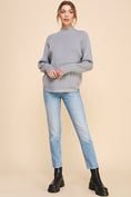 Load image into Gallery viewer, Mya Ribbed Mock Neck Sweater - Grey/Off White