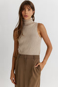 Load image into Gallery viewer, Nadia Sleeveless Pullover Turtleneck Top - Beige