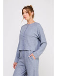 Load image into Gallery viewer, Nila Waffle-Knit Button Top - Blue