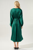 Load image into Gallery viewer, Noelle Satin Dolman Sleeve Midi Dress - Emerald