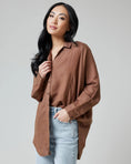 Load image into Gallery viewer, Paige Oversized Button-Up Shirt - Cocoa