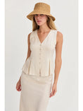 Load image into Gallery viewer, Lola Sleeveless Pleated Vest - Cream