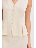 Load image into Gallery viewer, Lola Sleeveless Pleated Vest - Cream