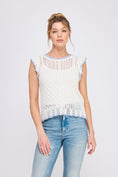 Load image into Gallery viewer, Belle Pointelle Knit Top - White/Peri-Blue