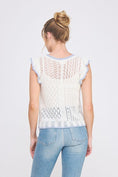 Load image into Gallery viewer, Belle Pointelle Knit Top - White/Peri-Blue