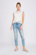 Load image into Gallery viewer, Belle Pointelle Knit Top - White/Peri-Blue