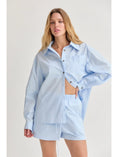 Load image into Gallery viewer, Ocean Poplin Button-Up Shirt & Shorts Set - Light Blue