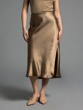 Load image into Gallery viewer, Quinn Bias Midi Skirt - Black / Bronze