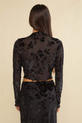 Load image into Gallery viewer, Ramona Floral Velvet Crop Top - Black