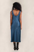 Load image into Gallery viewer, Raye Satin Cowl Neck Dress - Ink Blue