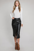 Load image into Gallery viewer, Shay Faux Leather Slit Midi Skirt - Black