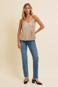 Load image into Gallery viewer, Stella Pleated Metallic V-Neck Cami - Champagne