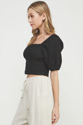 Load image into Gallery viewer, Lynda Short Linen Corset Crop Top - Black