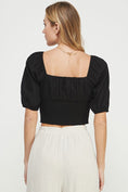 Load image into Gallery viewer, Lynda Short Linen Corset Crop Top - Black