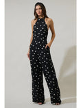 Load image into Gallery viewer, Vivienne Polka Dot Backless Halter Jumpsuit - Ivory/Black