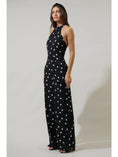 Load image into Gallery viewer, Vivienne Polka Dot Backless Halter Jumpsuit - Ivory/Black
