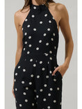 Load image into Gallery viewer, Vivienne Polka Dot Backless Halter Jumpsuit - Ivory/Black