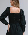 Load image into Gallery viewer, Whitney Smocked Square Neck Midi Dress - Black