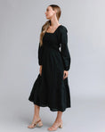 Load image into Gallery viewer, Whitney Smocked Square Neck Midi Dress - Black