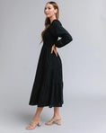 Load image into Gallery viewer, Whitney Smocked Square Neck Midi Dress - Black