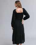 Load image into Gallery viewer, Whitney Smocked Square Neck Midi Dress - Black